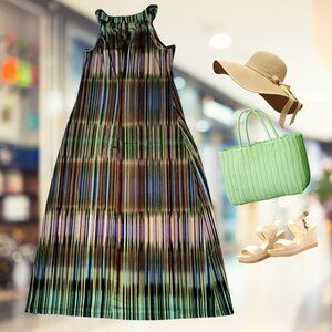 Mlle Gabrielle Colorful Striped Maxi Dress with Keyhole Top Sz XL